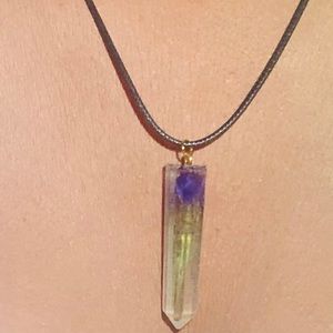 Crystal shaped Dried flower pendant.